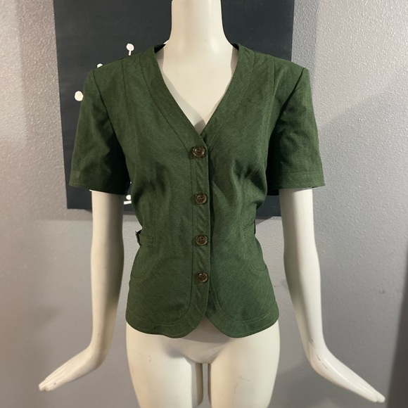 Sag Harbor Tops - Sag Harbor | Green Button Front Blazer